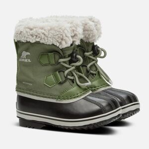 Sorel Olive Green and Black Kids Winter Lace-Up Boots